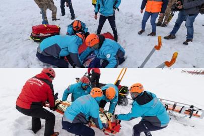 Bingöl’de Hesarek Kayak Merkezi’nde çığ tatbikatı gerçekleştirildi
