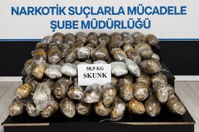 Hakkari'de 58 kilo 900 gram skunk ele geçirildi