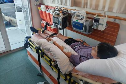 Leros’ta rahatsızlanan Türk genci deniz ambulansıyla Bodrum’a getirildi