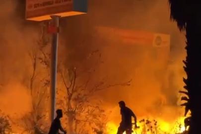 Yol kenarında otluk yangını